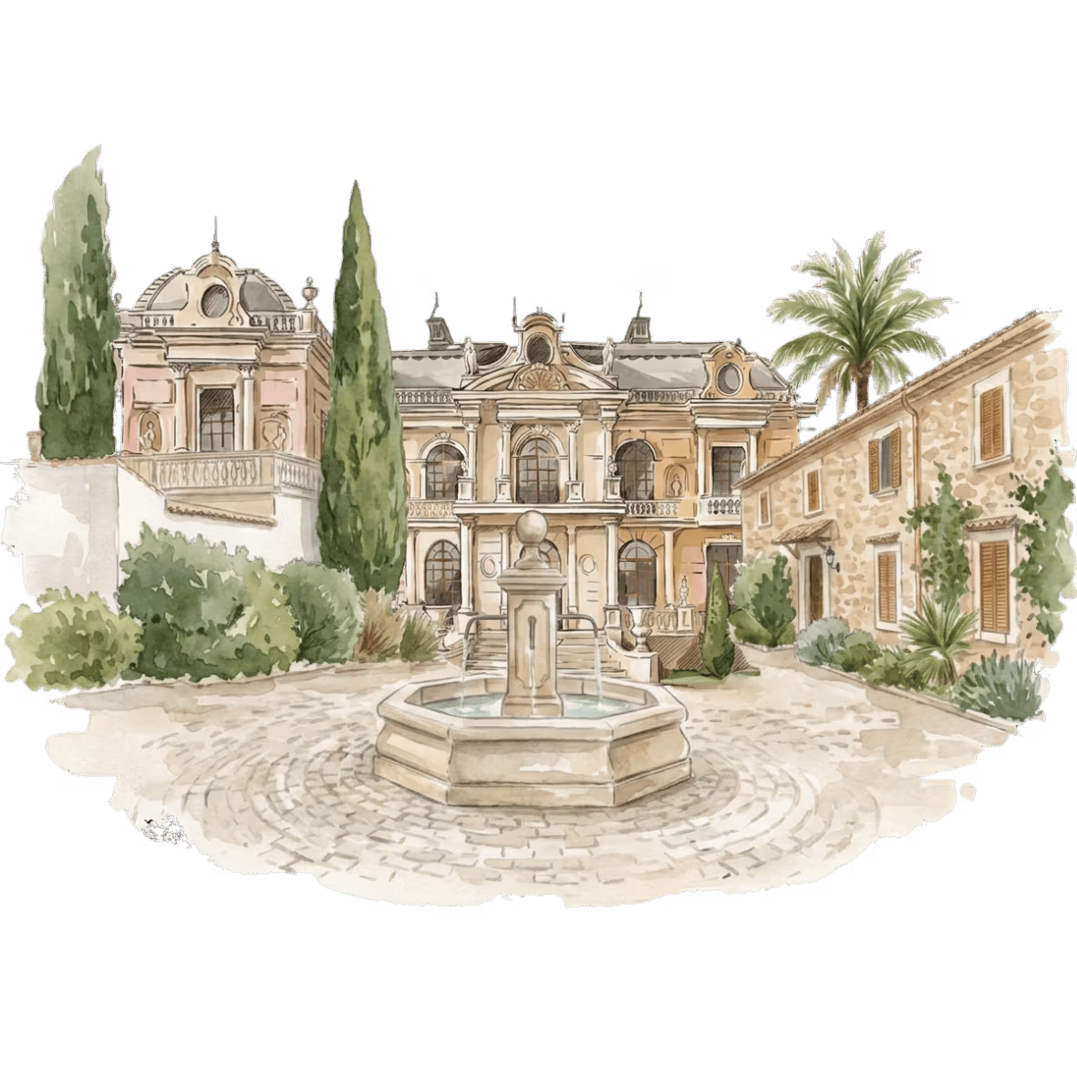 The Residence Tunis, Gammarth — illustration aquarelle